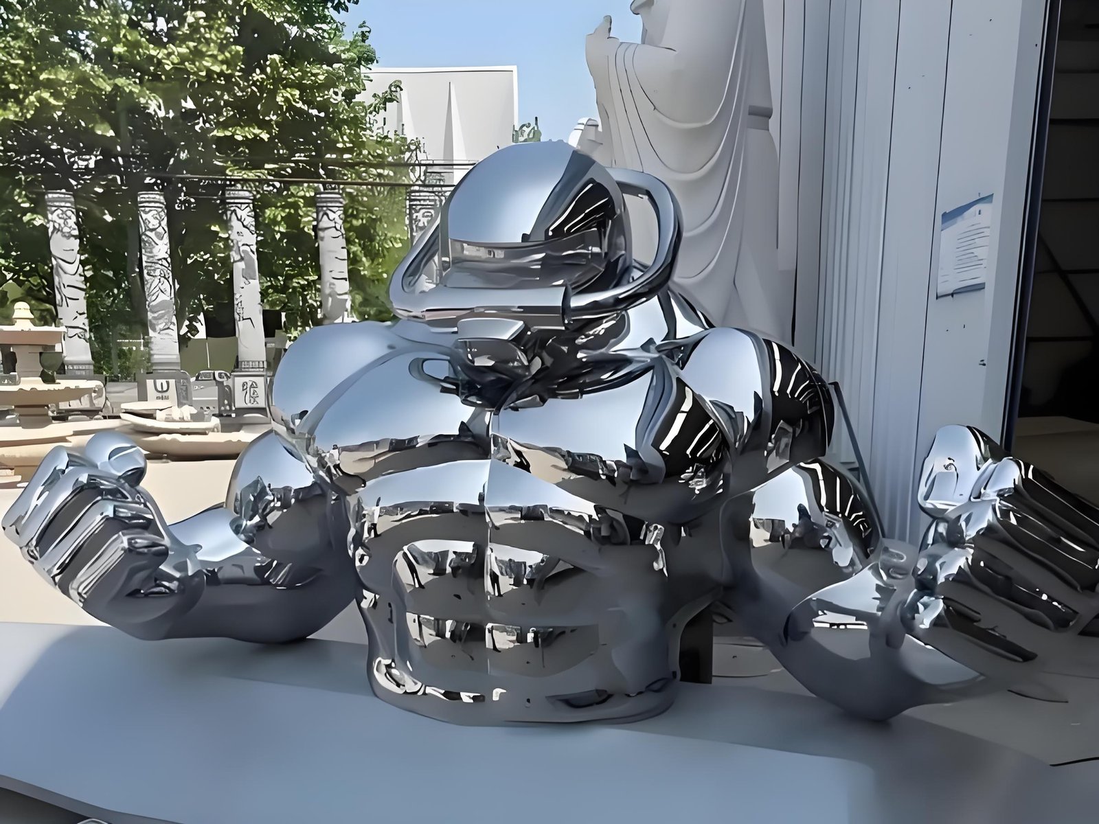 Chrome robot torso