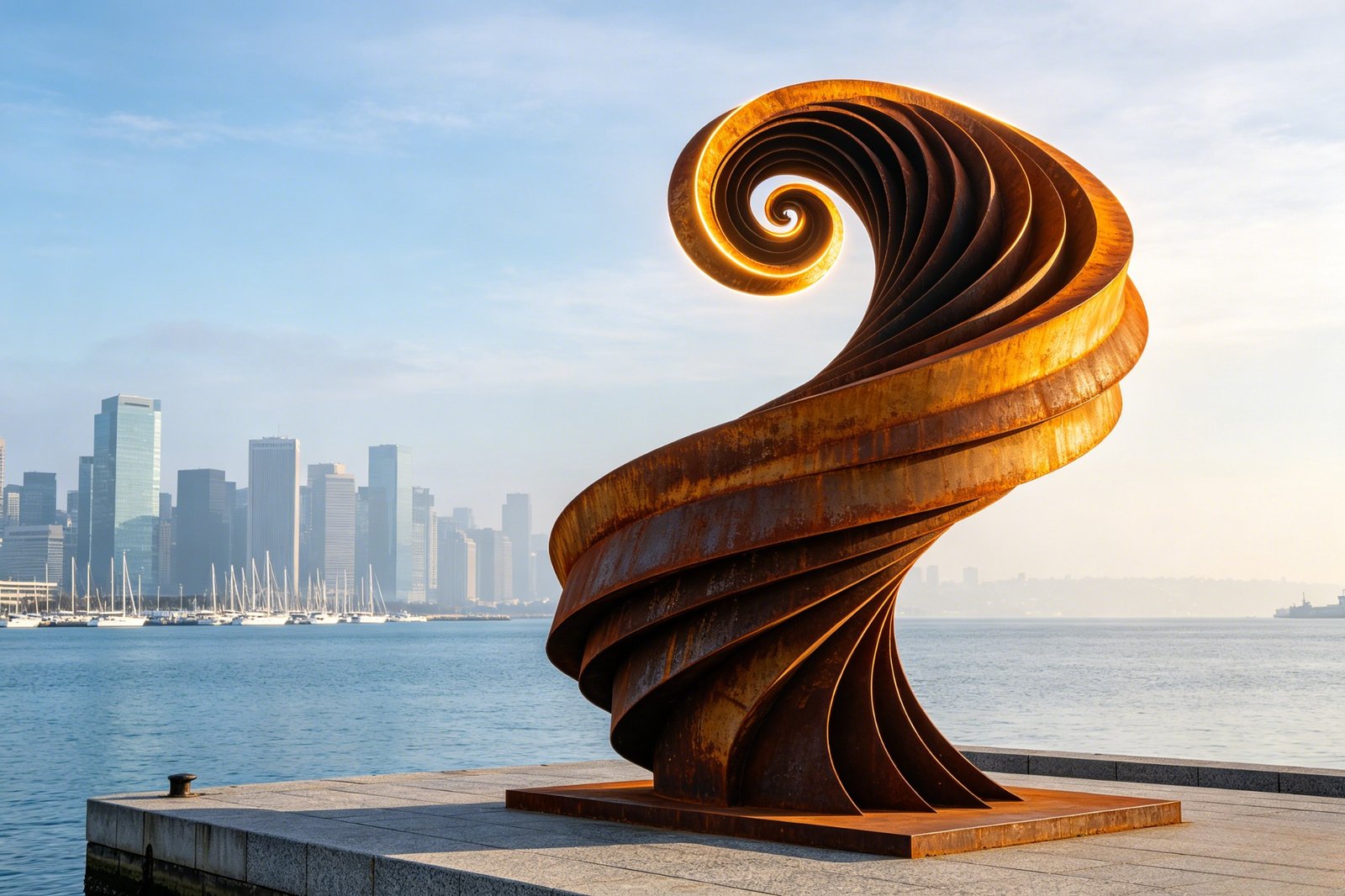 Spiral wave sculpture