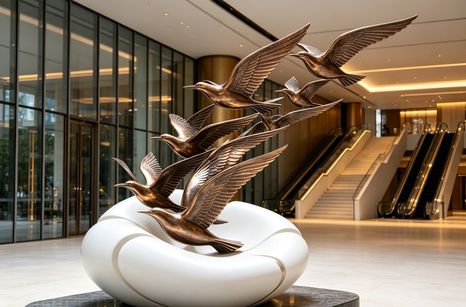 Rising bronze birds